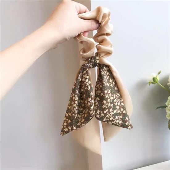 Haargummi Blumendruck Schleife Band Haarseil Leicht zu tragen Dutt Halbhochgesteckte Frisuren Pferdeschwanzhalter Haaraccessoire