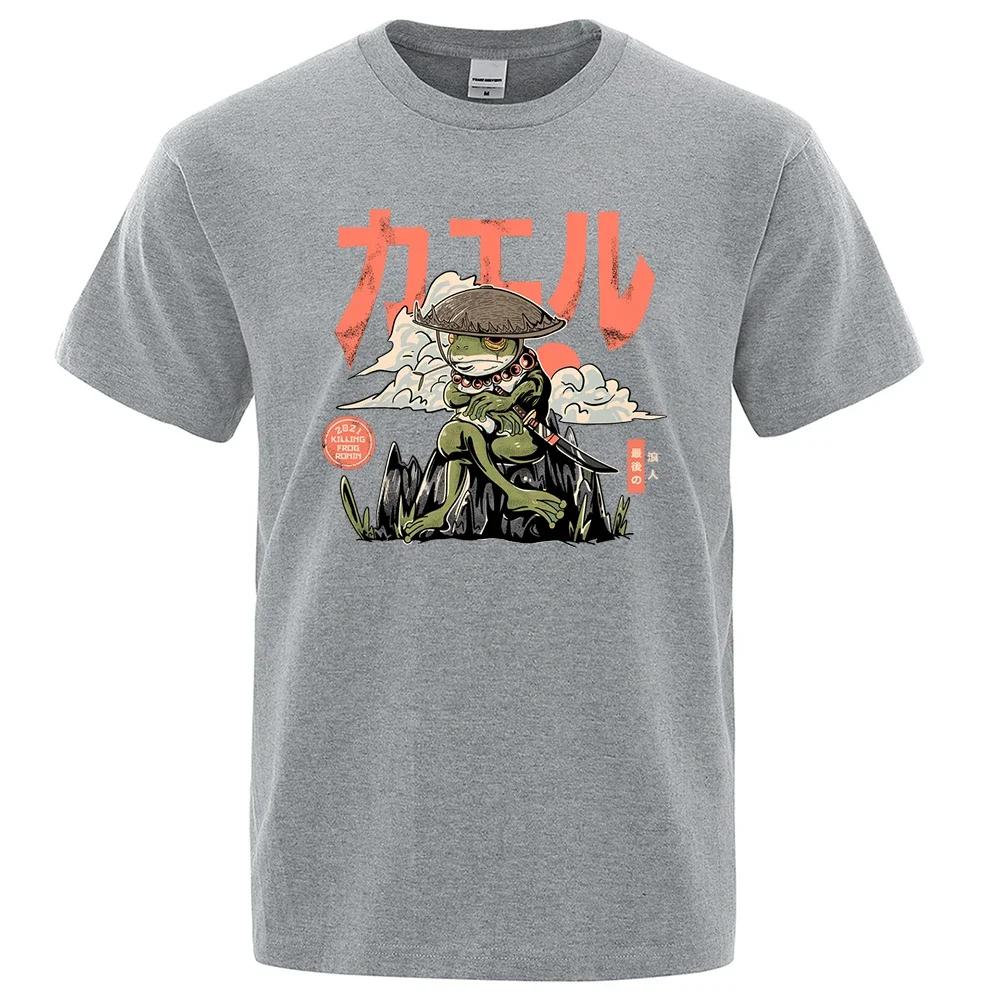Herren Anime The Last Frog Print T-Shirts Modische Lässige Atmungsaktive Rundhals-Shirts Übergroß Baumwolle Kurzarm Top