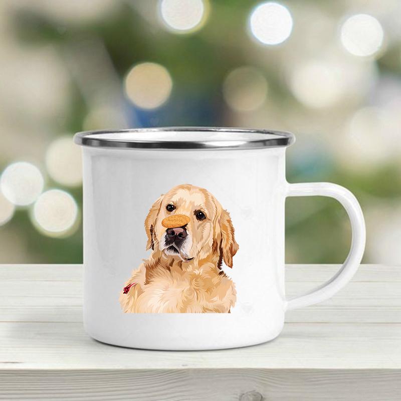 Emaille-Becher mit süßem Hunde-Print, personalisierter Becher, Bier-/Camping-Tasse, Kaffeetassen, ungewöhnliche Teetasse, Freunde-Tassen zum Sublimieren von Cupshe