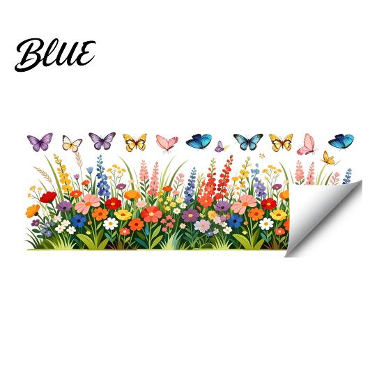 Non-damaging Glass Sticker Colorful Flower Butterfly Window Cling Waterproof PVC Static Sticker Removable No Adhesive for Home Bedroom Kitchen Decor