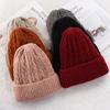 New Solid Color Soft Slouchy Bonnet Casual Ski Hats Thick Fleece Hedging Cap Wool Knitted Beanies