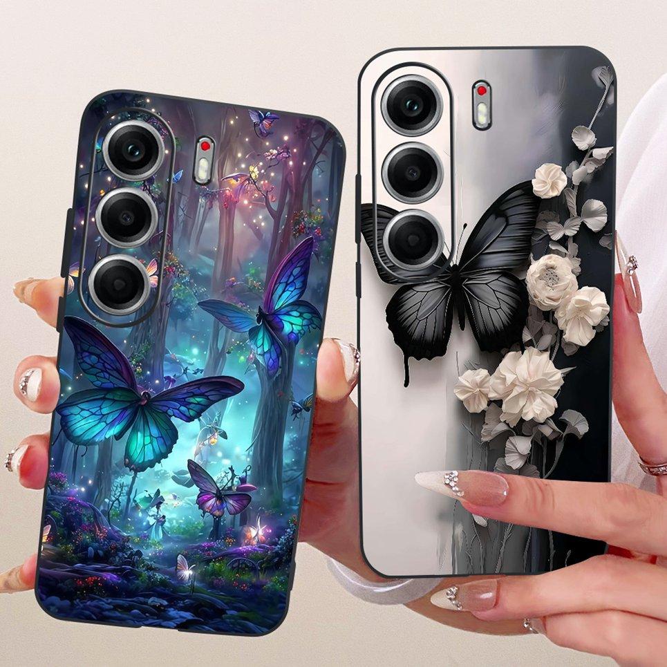 For Tecno Camon 40 Pro 4G 5G Camon40 CM5 Phone Case Colorful Butterflu Flower Women Girly Soft Silicone Casing Matte Back Cover
