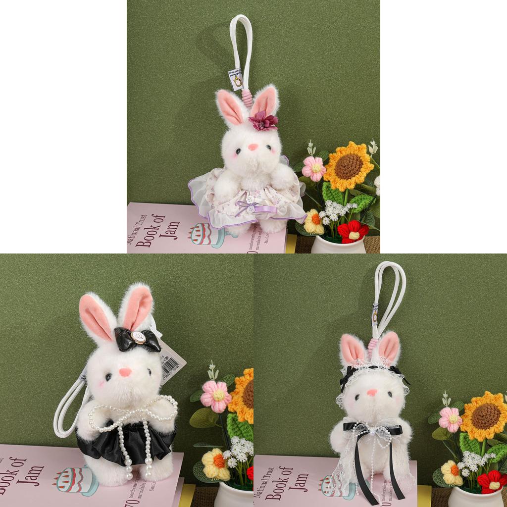 Cartoon Bunny Keychain Plush Toy With Lace Detail For Girls And Kids