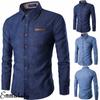 Pánske ležérne Slim Fit Štýlové pranie Denim Džínsové Košele Džínsové Košele Štýlová Neformálna móda Pánske oblečenie