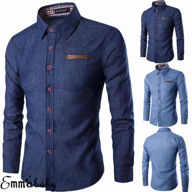 Pánske ležérne Slim Fit Štýlové pranie Denim Džínsové Košele Džínsové Košele Štýlová Neformálna móda Pánske oblečenie