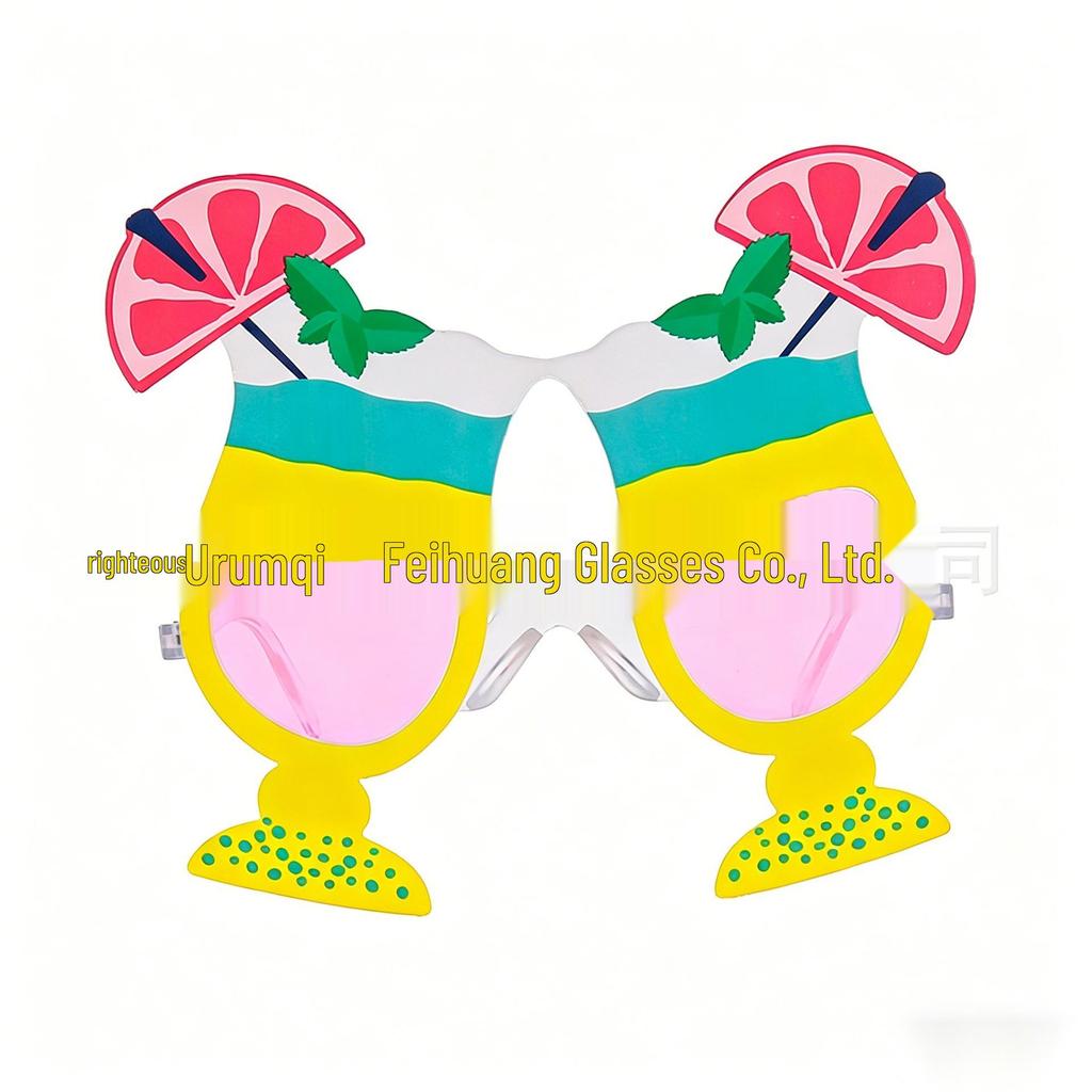 Hawaiianische Strandparty-Brillen: Kokospalme, Flamingo, Papagei, Eiscreme, Blume & Weinglas Spaß