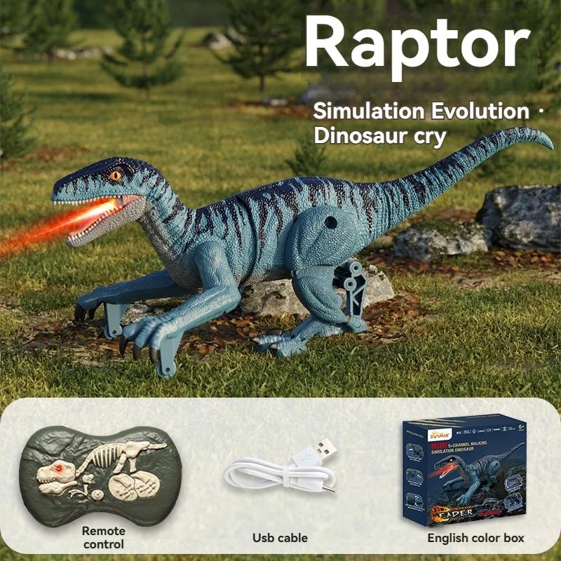 2,4 GHz 5kanálové dálkově ovládané dinosauří hračky pro děti Robot kráčející dinosaurus Hračky Simulace Velociraptora Dárky pro chlapce