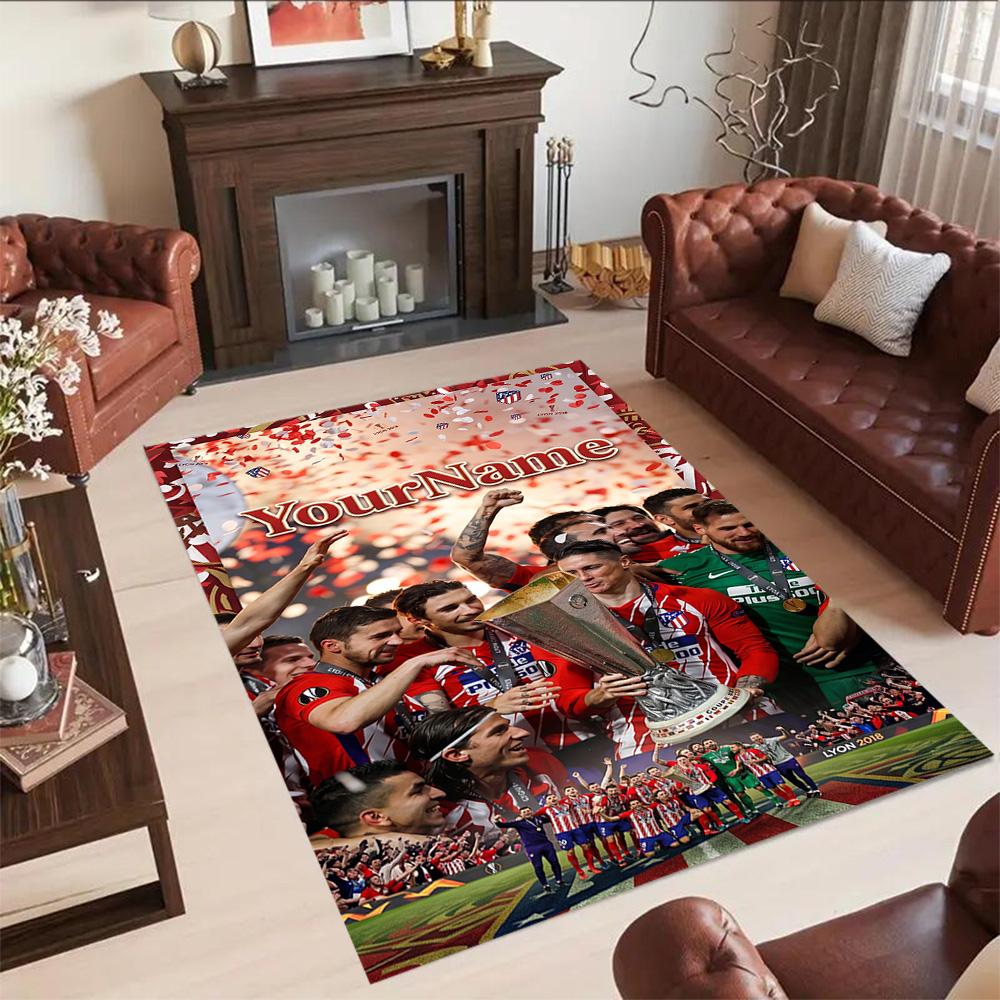 Atletico Madrid Customizable Name Floor Mat Perfect for Foyer Dormitory Living Rooms Decorate Room Anti-slip Rug Office Home Decor Best for Christmas