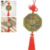Espelho Bagua Fengshui para Harmonia e Equilíbrio com Leão do Templo Mordendo Espadas Desenhos Antigos Pingente de Borla Encanto