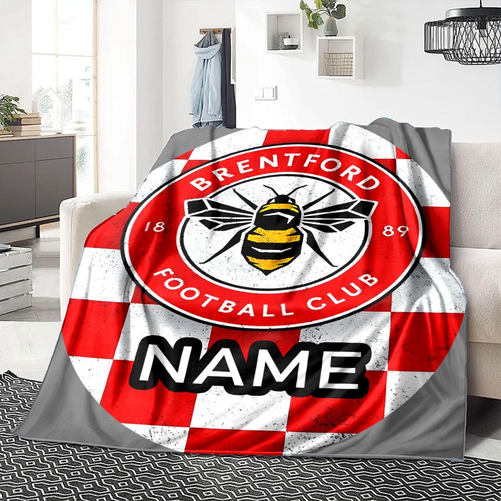 Gepersonaliseerde Brentford Football Club Crest deken voor Bank & Bed, Pluche Gezellige Donsachtige Deken Super Zacht & Warm Deken voor Herfst en Winter. 0908237