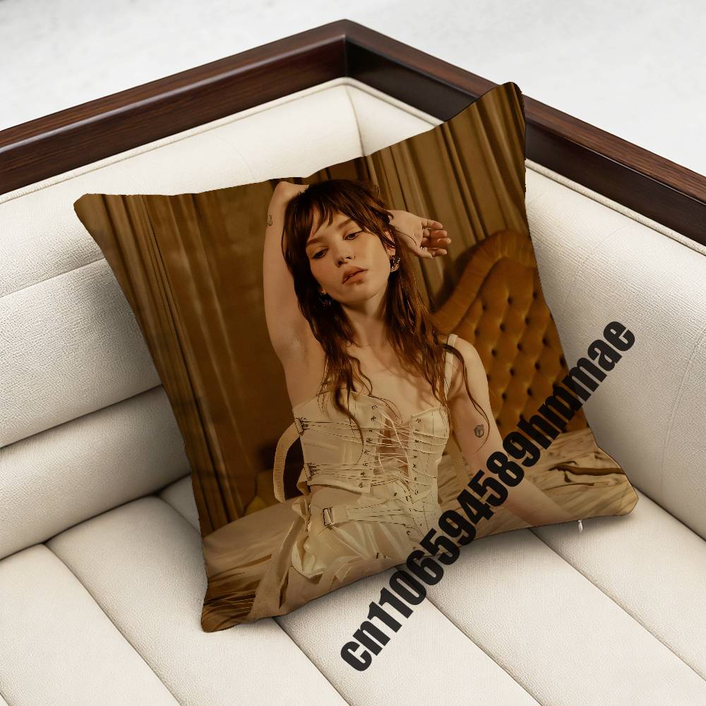 For S-Sophie Thatcher Throw Pillow Case Sham 45X45Cm Decoration Square Bed Pillowcase Pad Cover