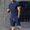 Mode Zomer Gentleman Bewegingsset Leider Mond Gestreept Bedrukt Casual Pak Ademend En Absorberend Los Heren Trainingspak