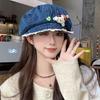 Cute Lace Denim Beret Female Face Small Spring and Summer Clouds Octagonal Big Head Circumference Painter Hat Sweet New