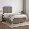 Exclusive House - Slatted Bed Base and Mattress and LED Taupe 120x200cm Fabric