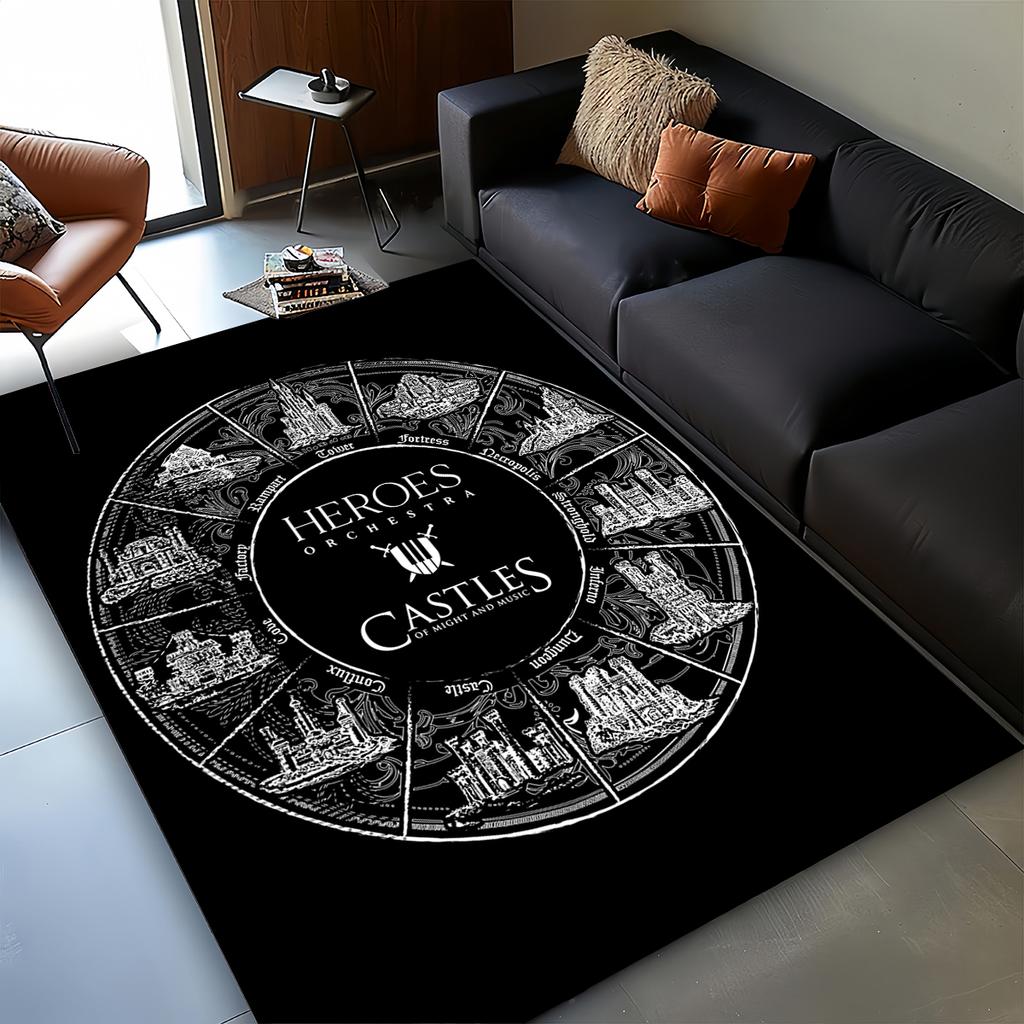 2025 Neu HOMM3 Heroes of Might and Magic Karte Schatzkiste Spiel Teppich für Wohnzimmer Schlafzimmer Zuhause Sofa, Rutschfeste Fußmatte