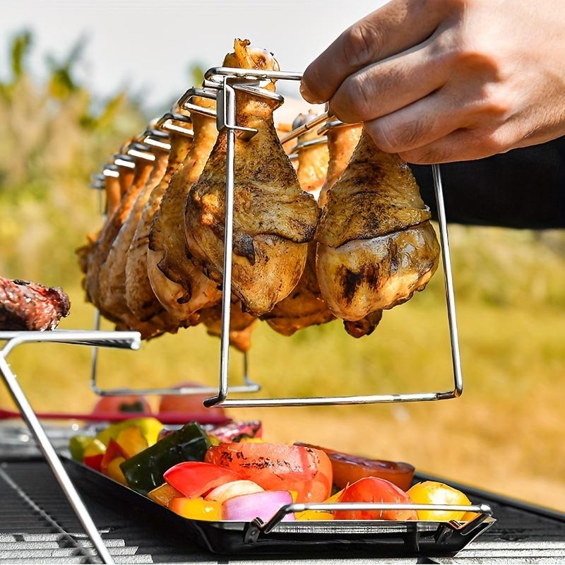 BBQ Beef Chicken Wing Leg Grill Cooking Rack Stainless Steel Non-Stick Barbecue Drumstick Oven Roaster Stand Barbecue Tools