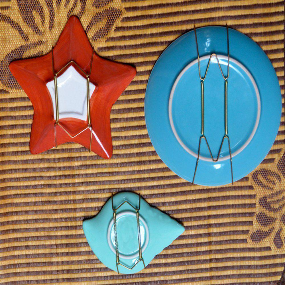 Home Decor Invisible Stainless Steel Dish Hangers W Type Hook Spring Holder Wall Display Plate