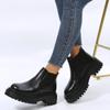 Chunky Platform Chelsea Boots for Women Autumn Winter PU Leather Ankle Booties Woman Punk Thick Bottom Slip On Combat Boots