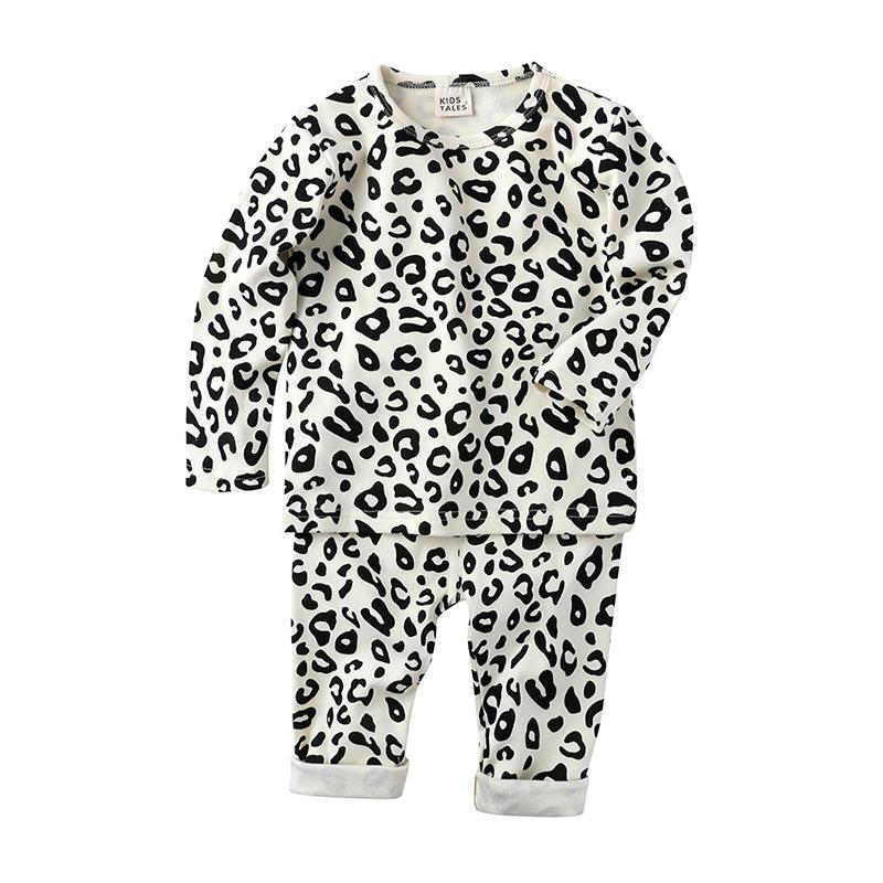 Autumn Winter Baby Boys Pajamas Set Children Kids Leopard Print Sleepwear Cotton Girls Home Underwear Suits