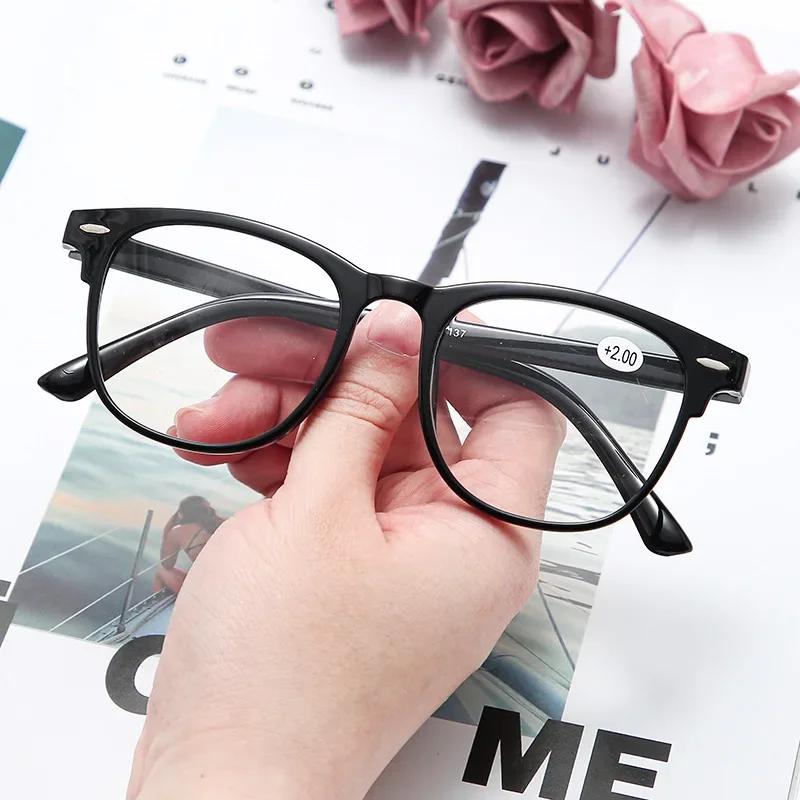 Fashionable Reading Glasses Men Women HD Lens Round Frames Presbyopic Eyeglasses +1.0 To +4.0 Ultralight Eyewear Reading Glasses