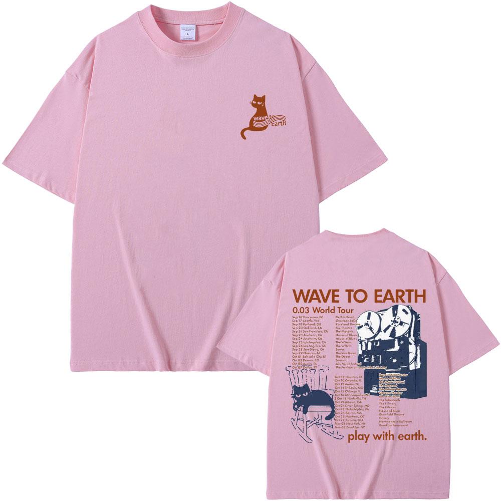 Wave To Earth Cat 0.03 World Tour T Shirt Unisex Unisex Korean Fashion Trend T-shirt Unisex's Cotton Oversized T-shirts Y2k Streetwear