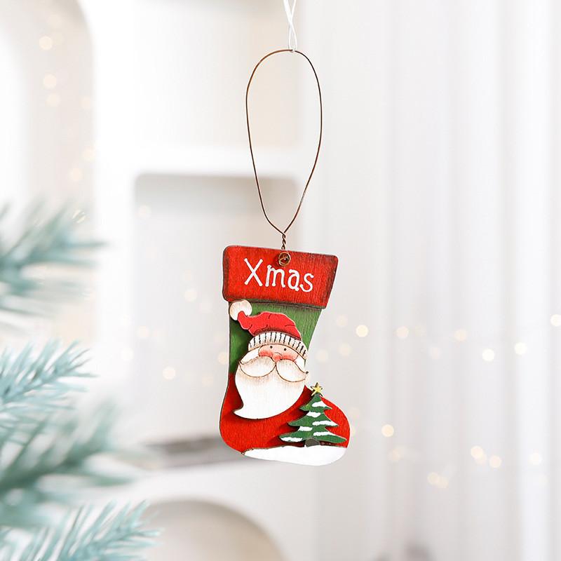 Christmas Wooden Decor Ornaments With Painted Santa And Snowman For Holiday Festive Display