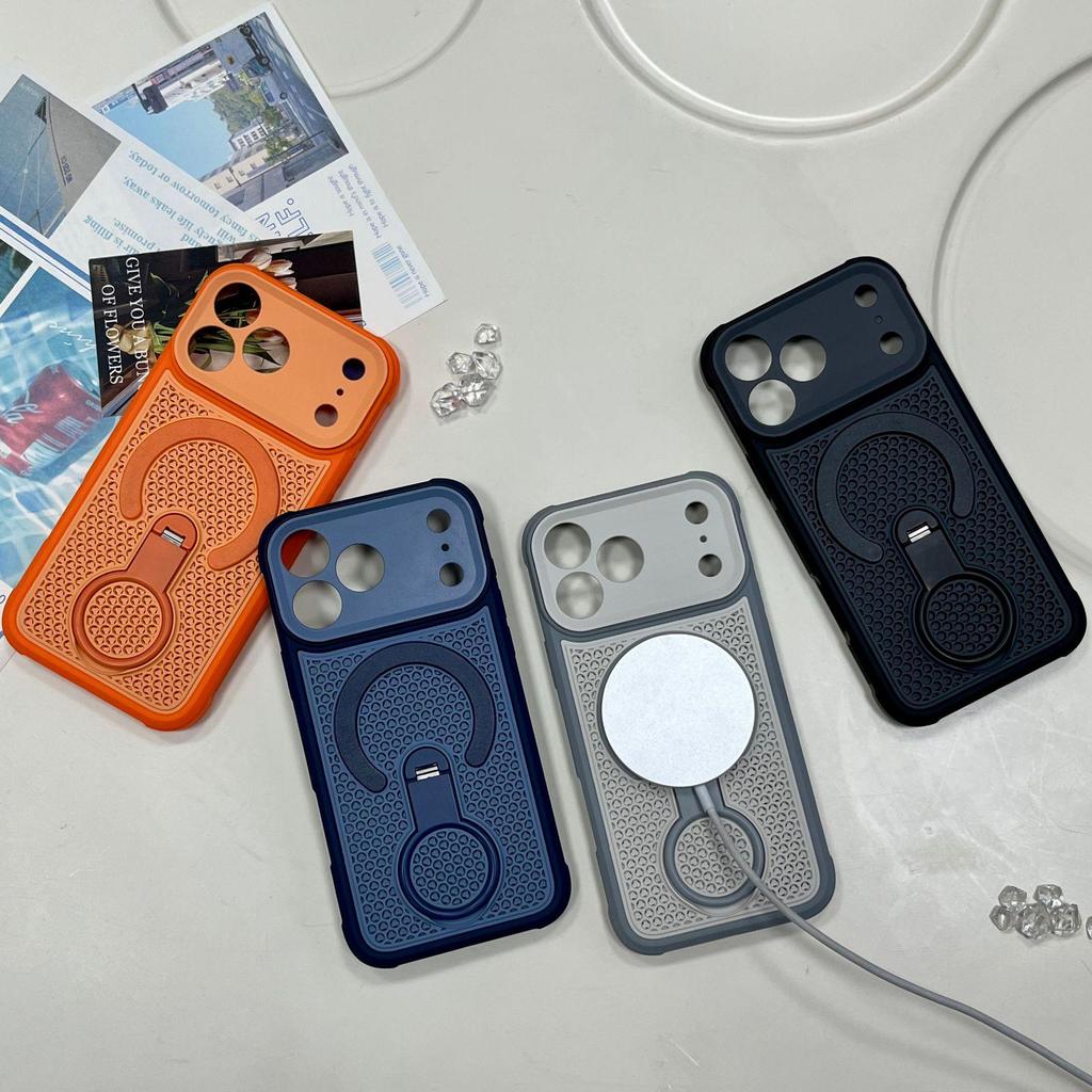 iPhone 17 Pro Max Magnetic Case with 360° Rotating Stand & Heat Dissipation