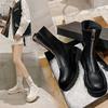 New Front Zipper Chunky Platform Women's Boots Solid Black Beige Boots Women Round Toe High Heel Ankle Boots for Womenhu87 Comfortable Soft Sole Non S
