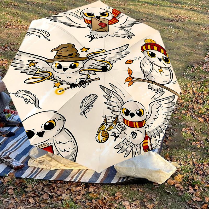 1 pièce Parapluie Magique Hibou - 8 baleines renforcées, Ouverture automatique, Léger et durable, Joli accessoire de mode pour l'extérieur, D2694