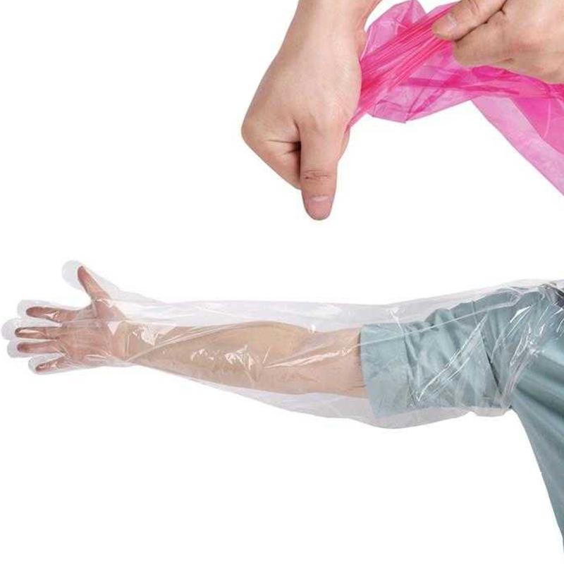 50Pcs Disposable Veterinary Insemination Rectal Arm Long Gloves Pigs Cows Gloves
