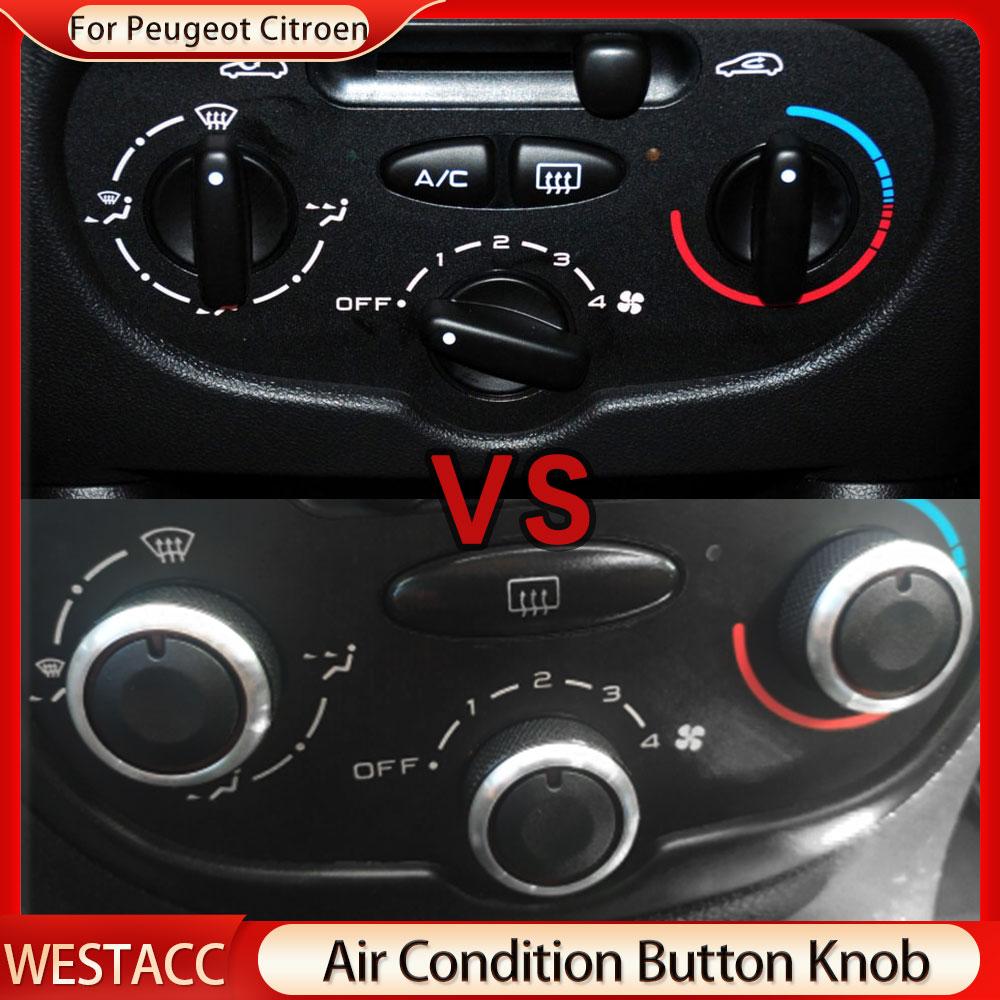 Aluminum Alloy Car Air Conditioning Knob Heat Control Switch Button Knob for Peugeot 206 207 2006-2011 for Citroen C2