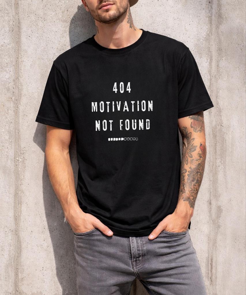 404 Motivation Not Found TShirt Funny Streetwear Tee Dark Humor Graphic Shirt Minimal Aesthetic Tee Urban Style