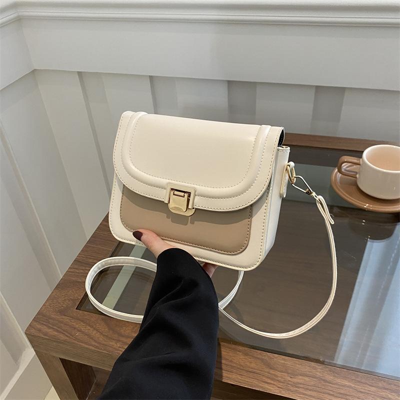 Bag Fashion Small Square Bag Textured Pu Shoulder Bag Simple Retro Crossbody Bag Niche Versatile Women'S Bag