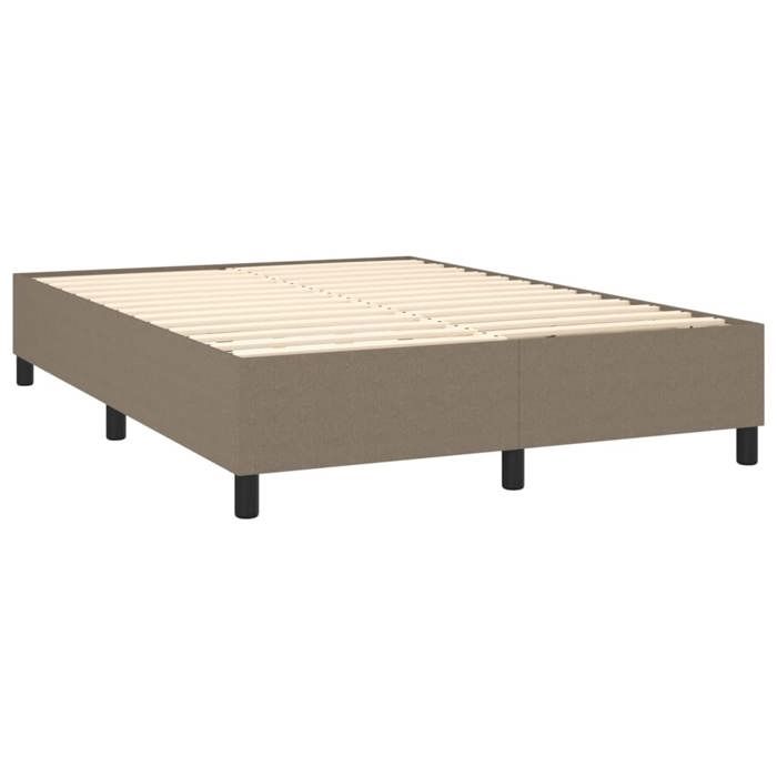 Exclusive House - Slatted Bed Base with Taupe Mattress 140x200 Cm Fabric