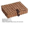 Storage Box Handwoven Wicker Basket with Leather Strap Closure Storage Organizer for Coffee Table Bookshelf