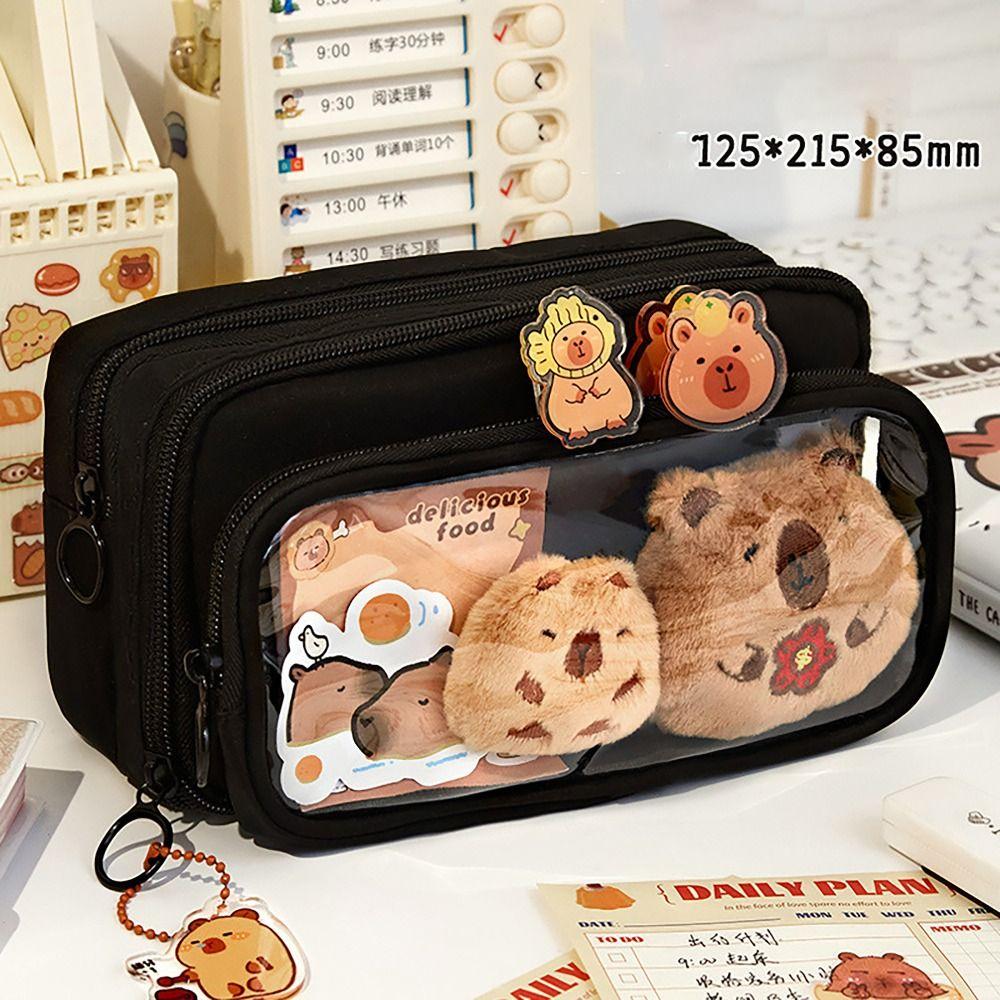 Capybara Pencil Case 10 Layers Multi-functional Pen Bag Detachable Large Capacity Stationery Storage Pouch