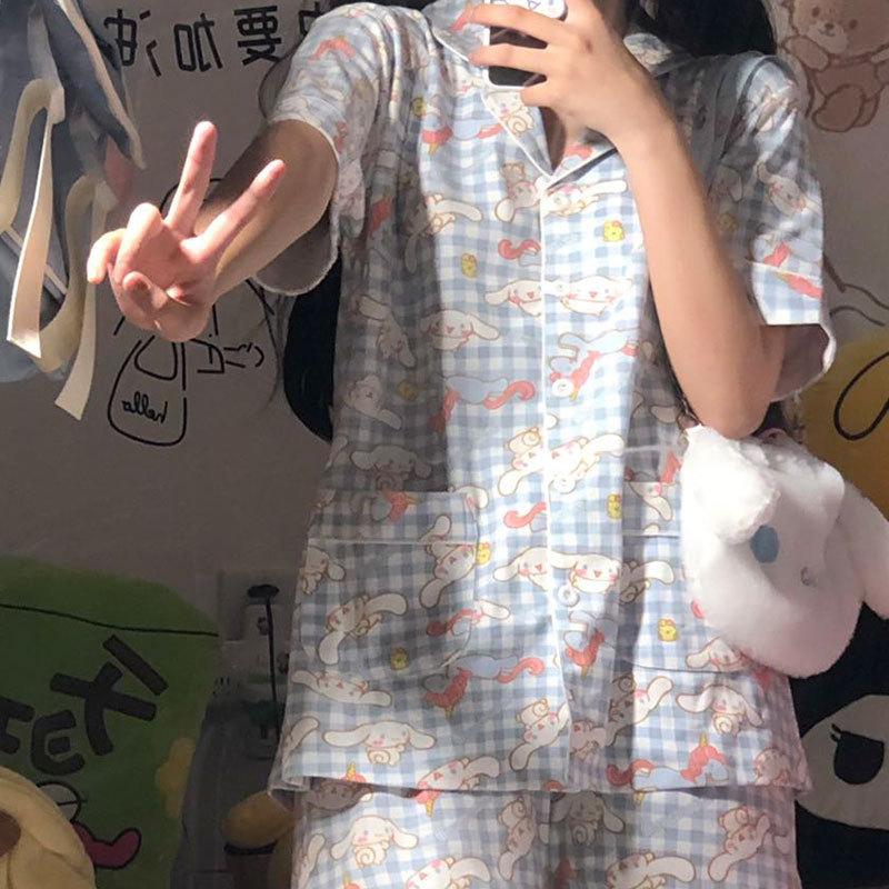 Direct Supply Pajamas Women's Fashion Fresh and Simple Style Striped Control Short-sleeved Trousers Loungewear Women's Casual Suit