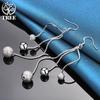 925 Sterling Silver Smooth Frosted Beads Ball Drops Earrings Jewelry