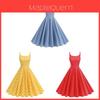 Rochie Midi Fără Mâneci cu Imprimeu Vintage cu Buline Stil Hebe pentru Călătorii Casual