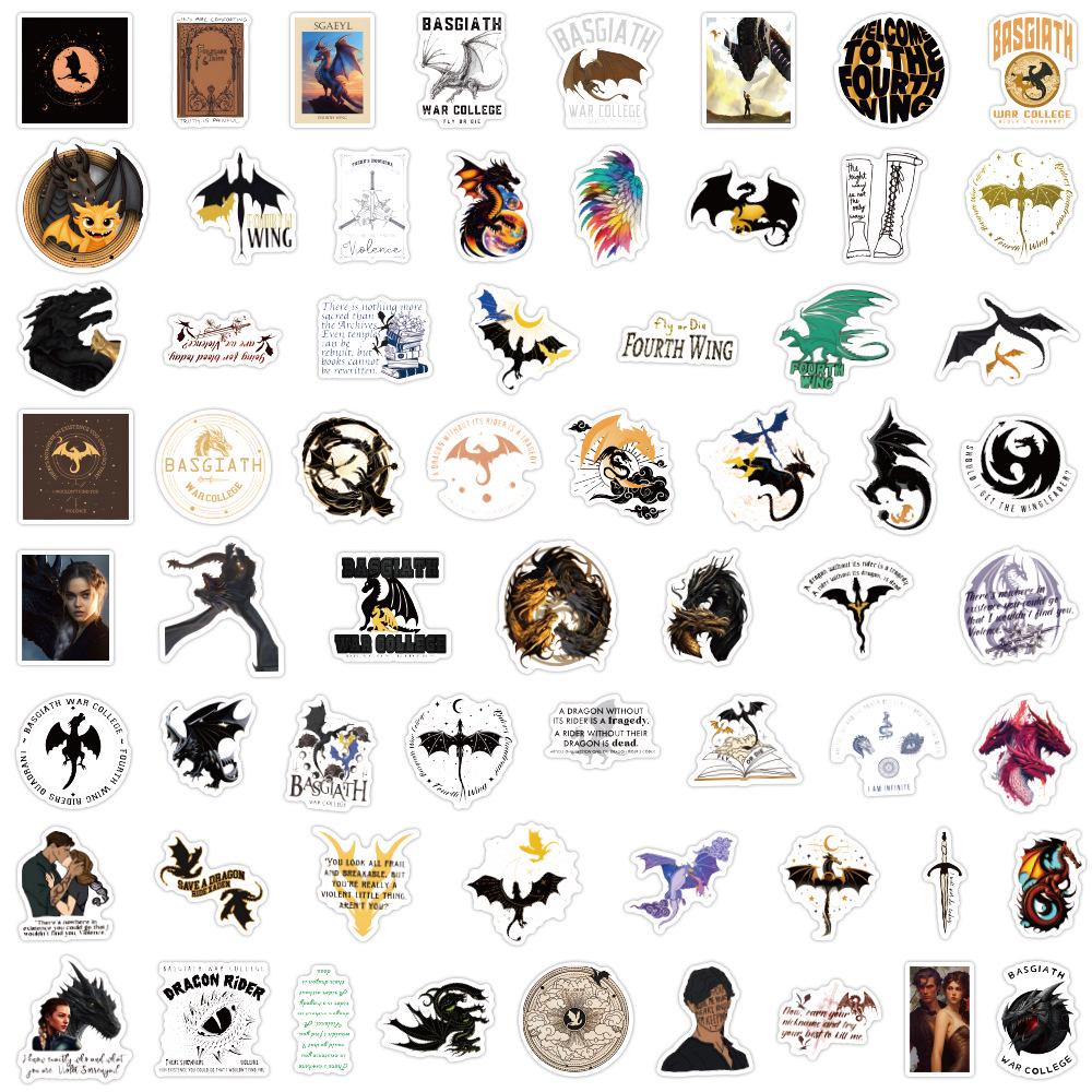60-120 Fourth Wing Graffiti Waterproof Stickers for Car, Suitcase, and Water Cup