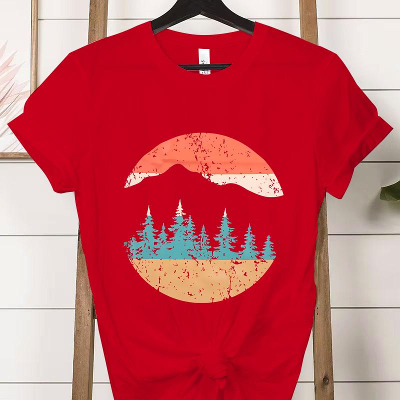 Vintage Abenteuer Berg Grafik T-Shirts Damen Lustiges Naturfreund Geschenk Klassische Oberteile Frau Abenteuer Draußen Berg T-Shirt