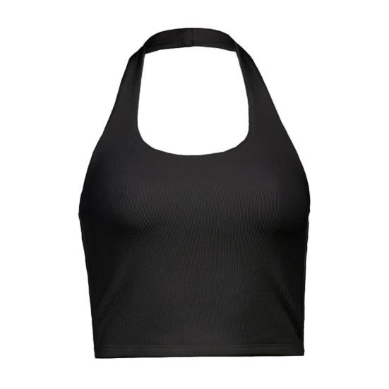 Women Vest Halter Neck Sleeveless Suspender Tops Slim Fit Sexy Threaded Texture Tank Tops Daily Wear