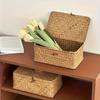 Handmade Straw Woven Vintage Storage Rack Basket, Desktop Storage Box, Gift Box, Bathroom Storage Basket, Underwear Storage Box