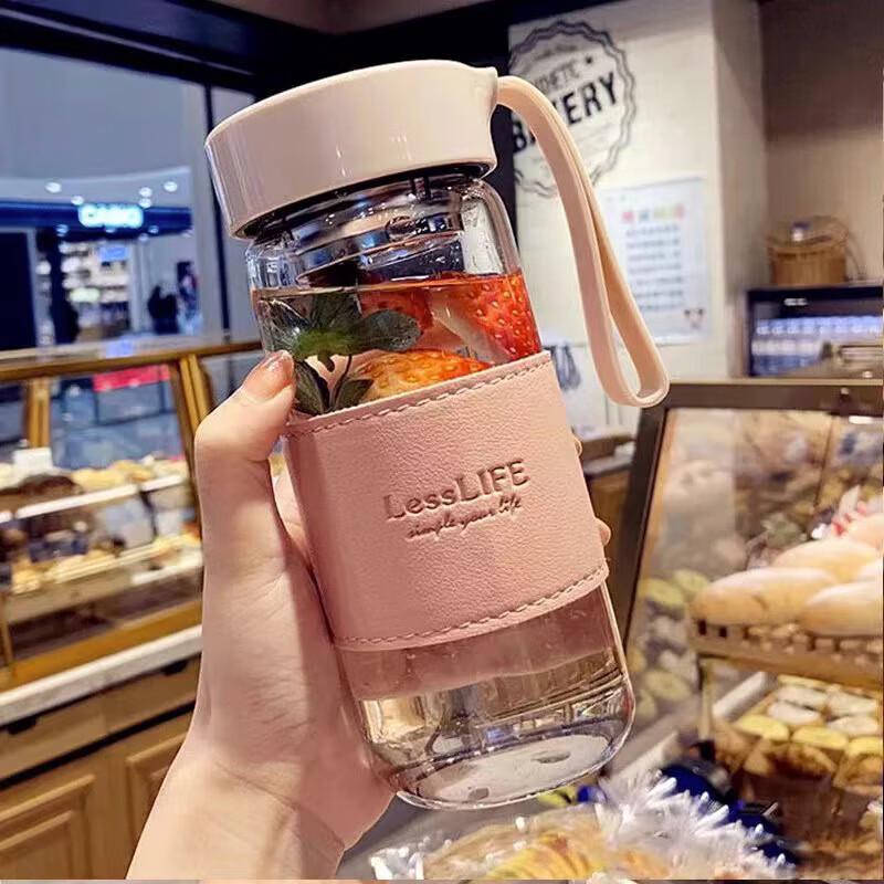 Portable Borosilicate Glass Tea Water Bottle with Sleeve