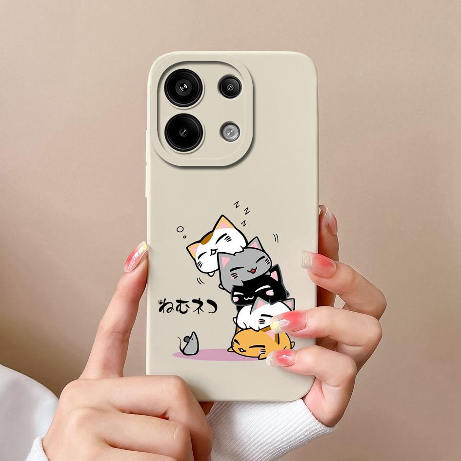Für Xiaomi Redmi Note 13 Pro 13R Turbo 3 13 A3 Hülle Handyhülle Cartoon-Muster Katze Kameraschutz Anti Drop Matte Weiche Silikon Gehäuse Shell Capa