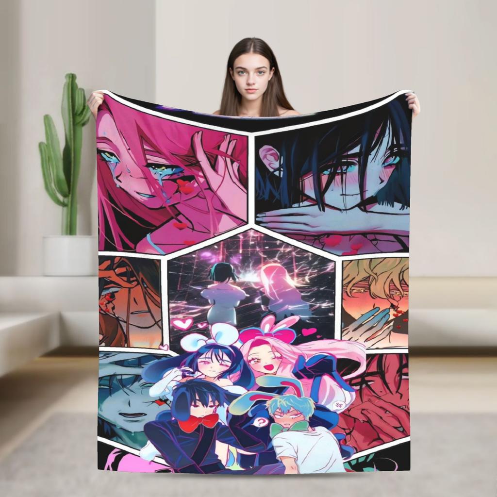 Kawaii Chibi LUKA Hot Anime ALIEN STAGE Blanket Super Warm Fluffy Plush Throw Blanket For Couch Chair Sofa Bed Cover