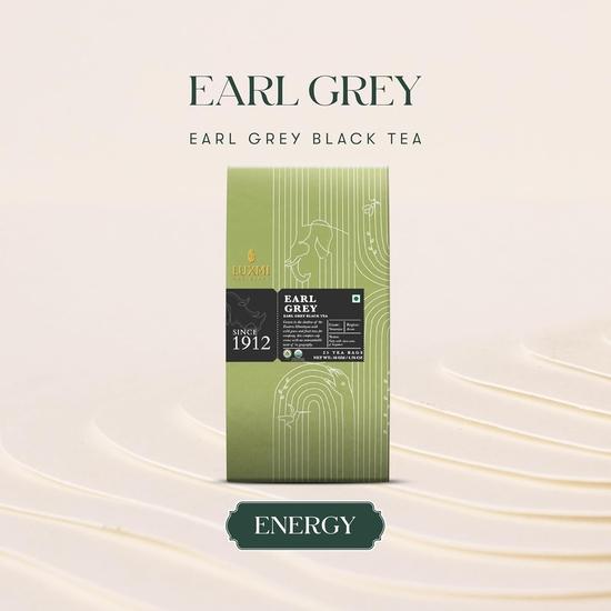 LUXMI Estates Garo Hills Organic Earl Grey Black Tea Bags - 25 Tea Bags (50 Gram)|25 Cups|Assam Black Tea|Morning Tea Alternative To Coffee