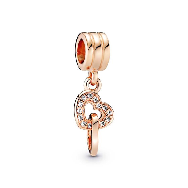 Rosegoud verguld Prachtig Kralen Sprankelende Roze Heteluchtballon Dangle Bedel voor Vrouwen passend op Europese Originele Armband DIY Sieraden