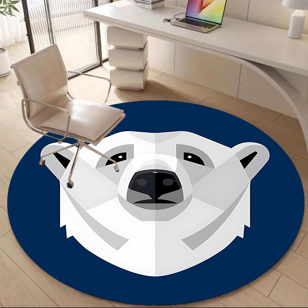 1 Stück Polarbären-Logo Büro Runder Teppich, Unter Bürostühlen Schlafzimmer Wohnzimmer Heimdekoration, Raumdeko
