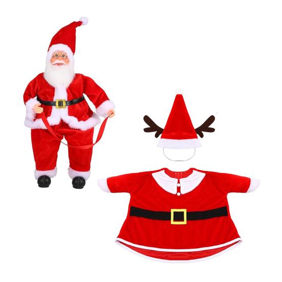 Christmas Mrs Claus Goose Outfits for 23 Inch Cement or Plastic Porch Goose Holiday Goose Red Velvet Dress with Hat for Outdoor Yard Lawn Decor